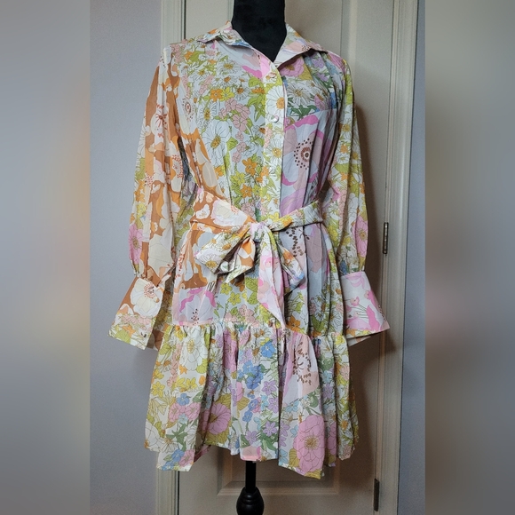 Kaimilan Dresses & Skirts - KAIMILAN Floral Tiered Shirt Dress. NWT Sz 6